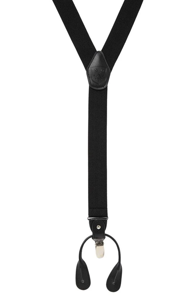 商品Ike Behar|IB Black Herringbone Suspenders,价格¥164,第2张图片详细描述