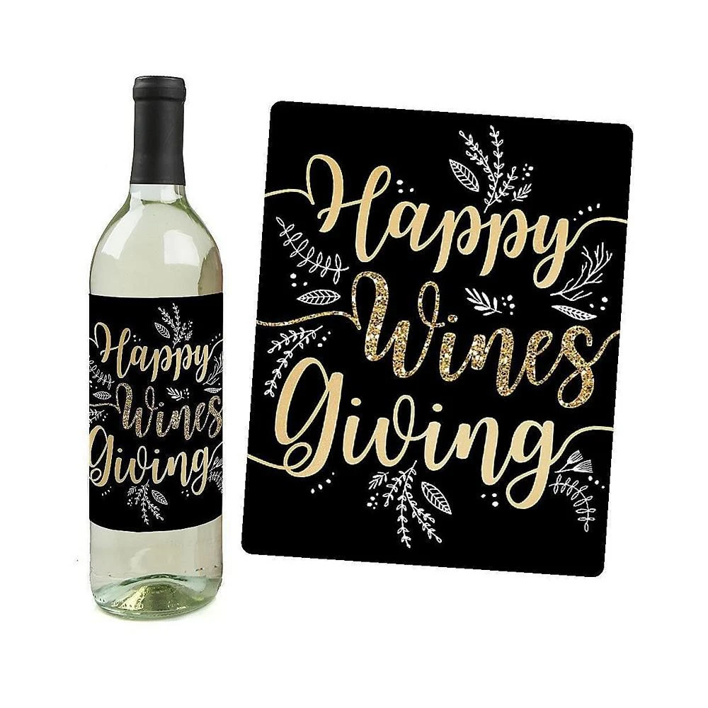 商品Big Dot of Happiness|Elegant Thankful for Friends - Friendsgiving Thanksgiving Party Decor for Women and Men - Wine Bottle Label Stickers - Set of 4,价格¥83,第3张图片详细描述