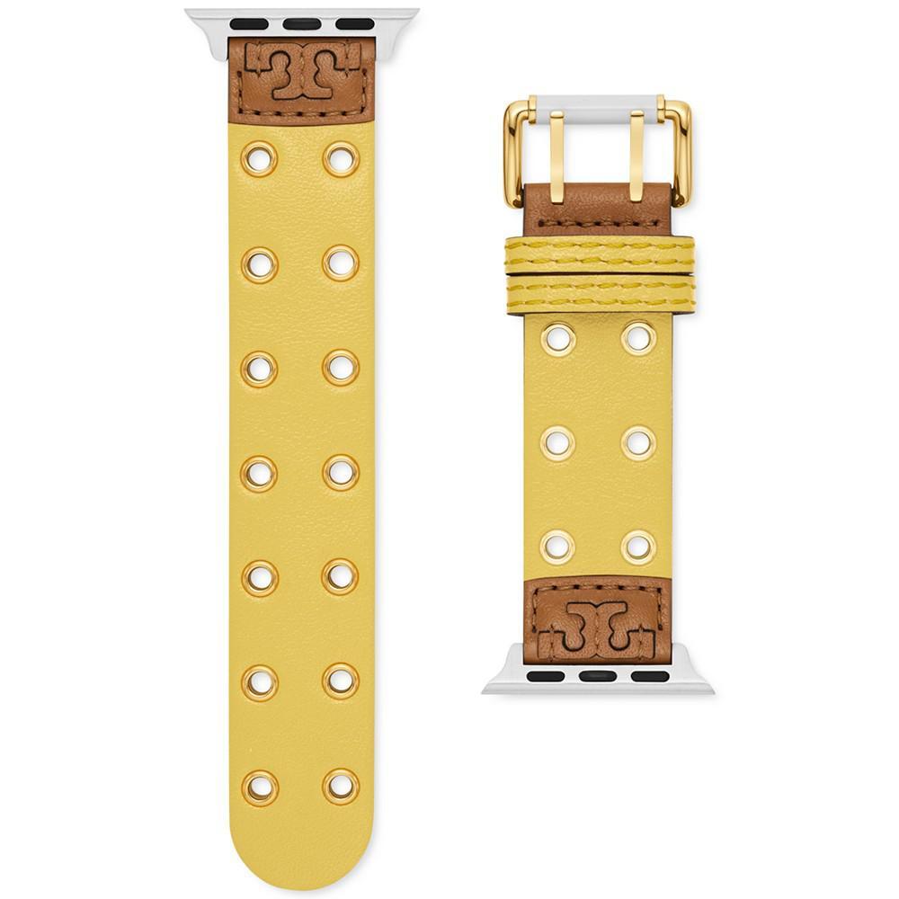商品Tory Burch|Double Rivets Yellow Leather Strap For Apple Watch® 38mm/40mm/41mm,价格¥993,第1张图片