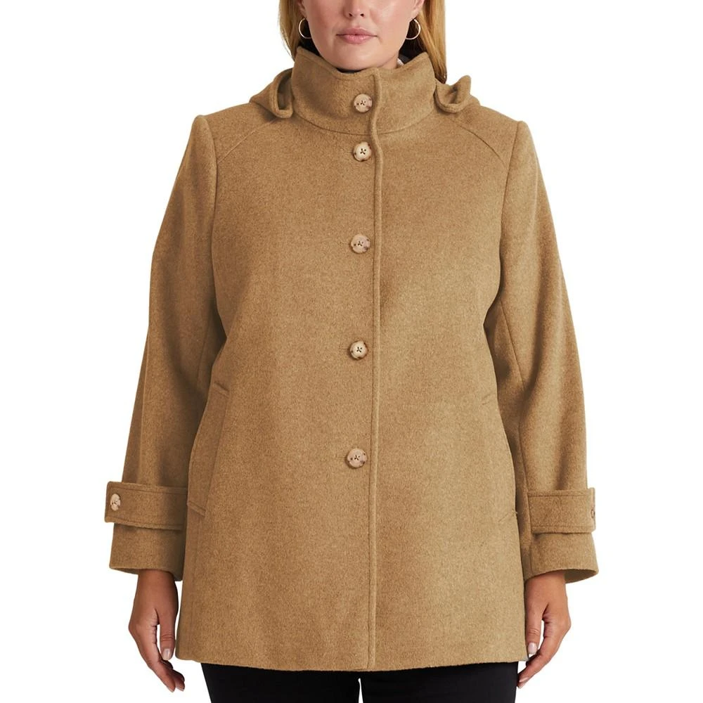 商品Ralph Lauren|Women's Plus Size Hooded Button-Front Coat, Created for Macys,价格¥1756,第2张图片详细描述