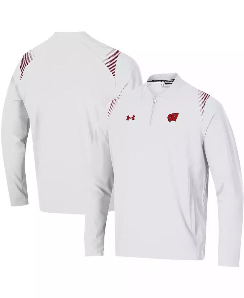 商品Under Armour|Men's White Wisconsin Badgers 2021 Sideline Motivate Quarter-Zip Jacket,价格¥556,第2张图片详细描述