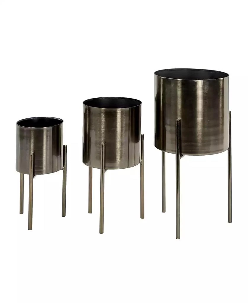 商品Rosemary Lane|Contemporary Style Large Round Metal Planters in Stands, Set of 3,价格¥707,第2张图片详细描述