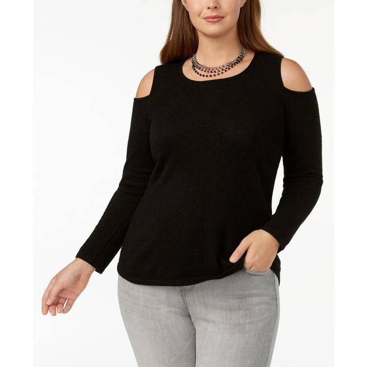 商品Charter Club|大码Cashmere Cold-Shoulder Sweater, Created for Macy's,价格¥450,第1张图片