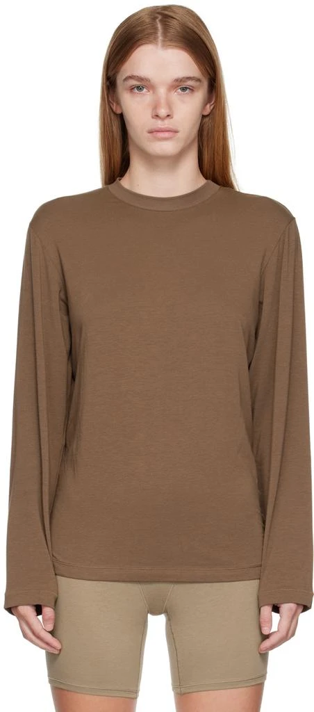 商品SKIMS|Brown SKIMS Boyfriend Sleep Long Sleeve T-Shirt,价格¥491,第1张图片