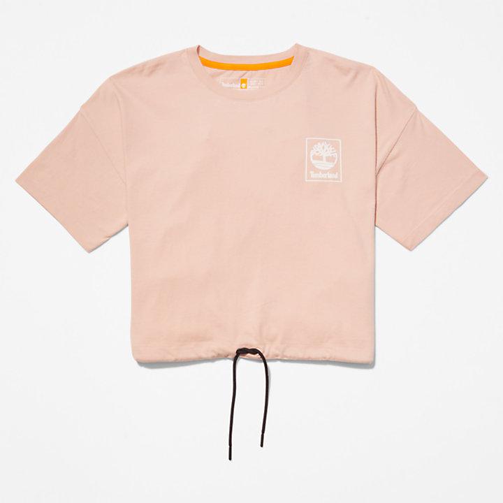 Cropped T-Shirt with Drawstring Hem for Women in Pink商品第6张图片规格展示