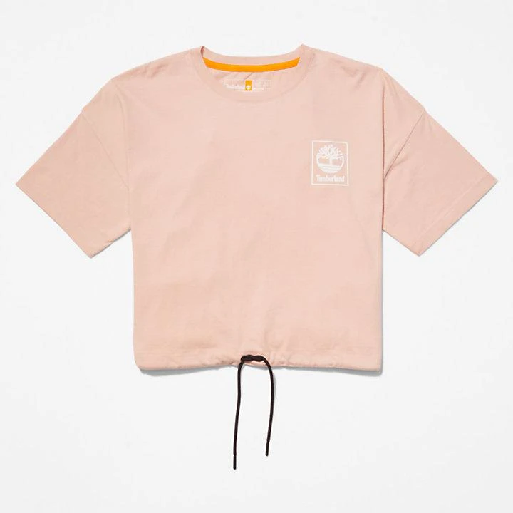 Cropped T-Shirt with Drawstring Hem for Women in Pink 商品