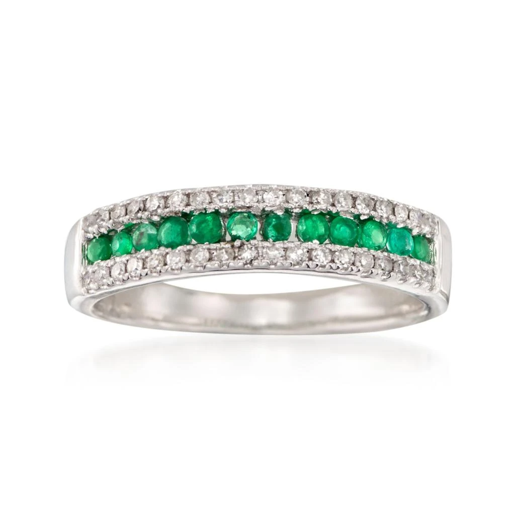 商品Ross-Simons|Emerald and . Diamond Ring in 14kt White Gold,价格¥6641,第1张图片