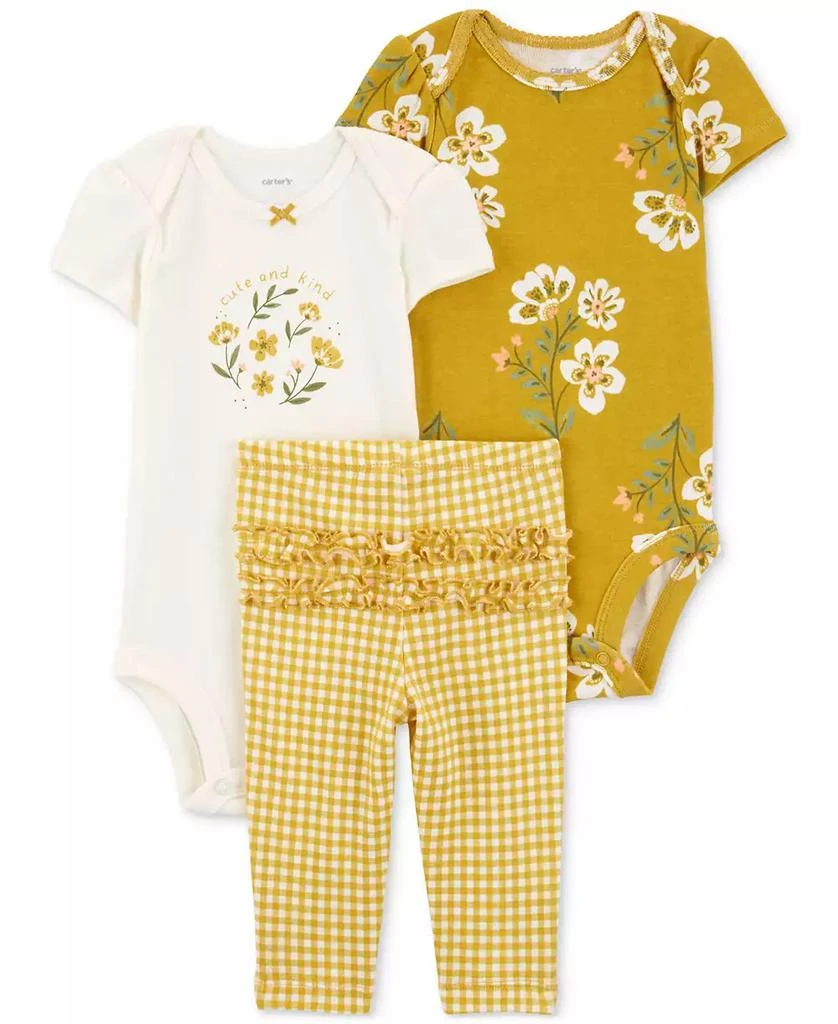 商品Carter's|Baby Boys and Baby Girls 3-Pc. Little Character Bodysuit & Pant Set,价格¥117,第1张图片