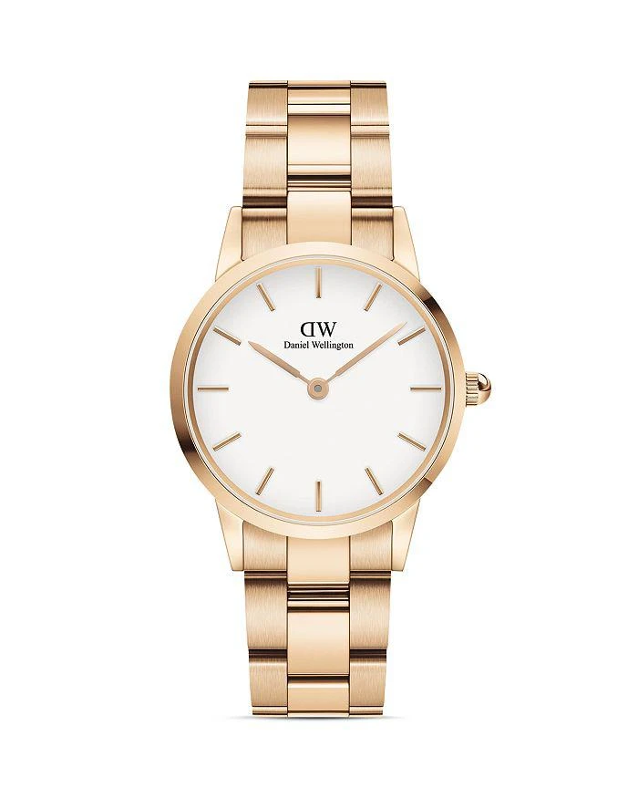 商品Daniel Wellington|White Dial Rose Gold-Tone or Silver-Tone Link Bracelet Watch, 28mm-32mm,价格¥1191,第1张图片