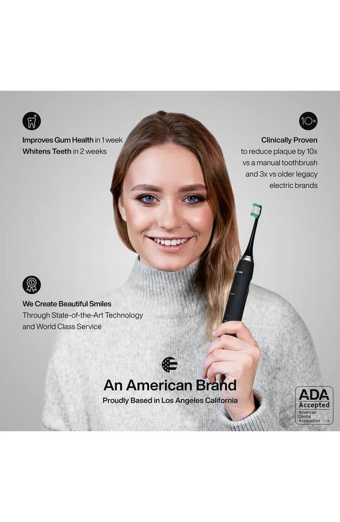 商品AquaSonic|Black Series Toothbrush & Travel Case With 8 Dupont Brush Heads & Whitening Strips Set,价格¥495,第5张图片详细描述