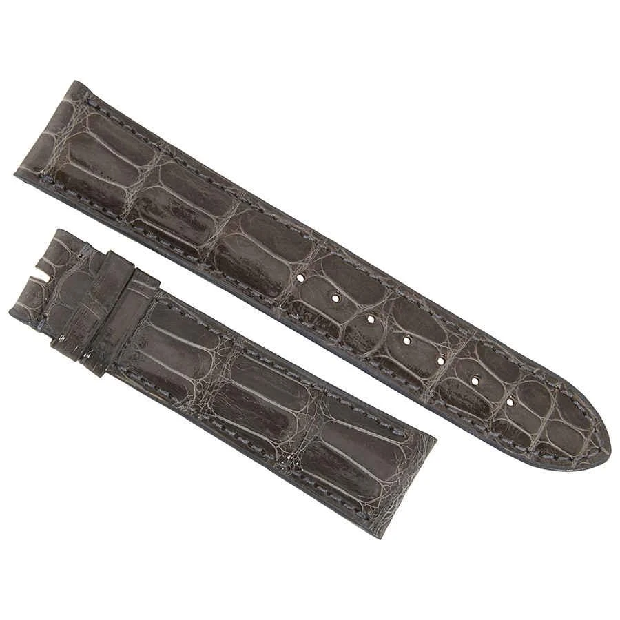 商品Hadley Roma|Hadley Roma 21 MM Shiny Light Grey Alligator Leather Strap,价格¥585,第1张图片