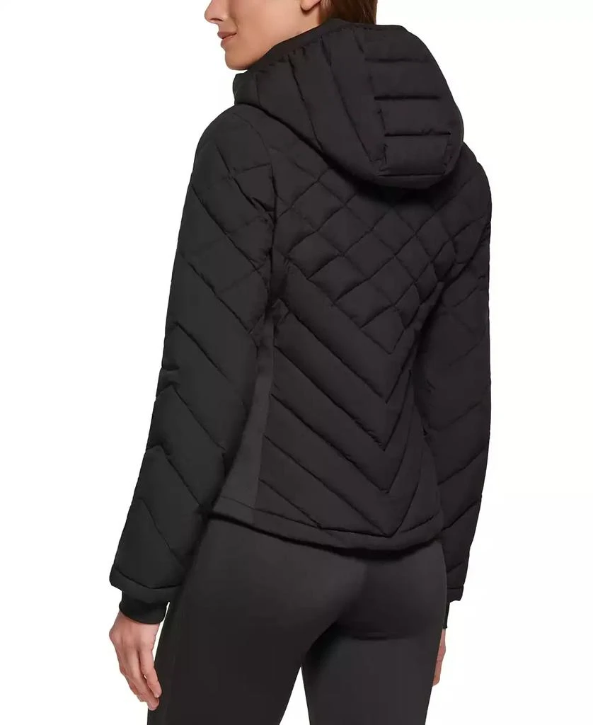 商品Calvin Klein|Womens Side-Panel Hooded Packable Puffer Coat, Created for Macys,价格¥608,第2张图片详细描述