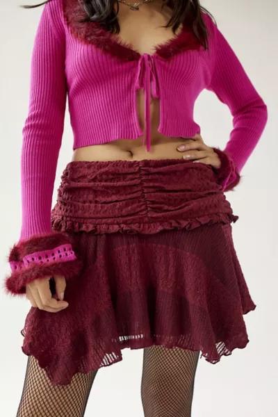 UO Lace Asymmetrical Mini Skirt商品第1张图片规格展示