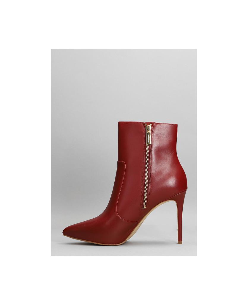 商品Michael Kors|Rue High Heels Ankle Boots In Bordeaux Leather,价格¥1920,第5张图片详细描述
