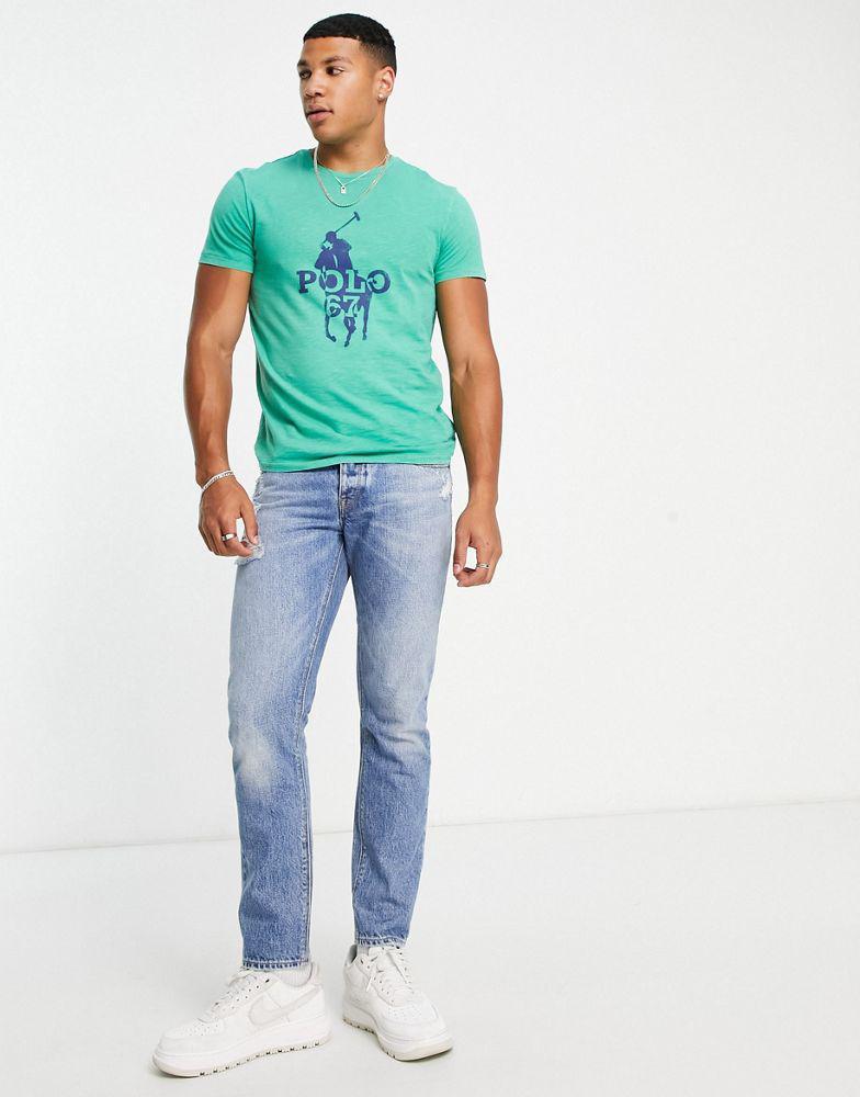 商品Ralph Lauren|Polo Ralph Lauren t-shirt with large player logo in mid green,价格¥689,第6张图片详细描述