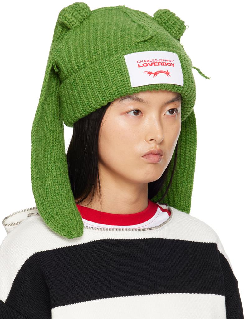 Charles Jeffrey Loverboy Green Chunky Rabbit Beanie - Hats