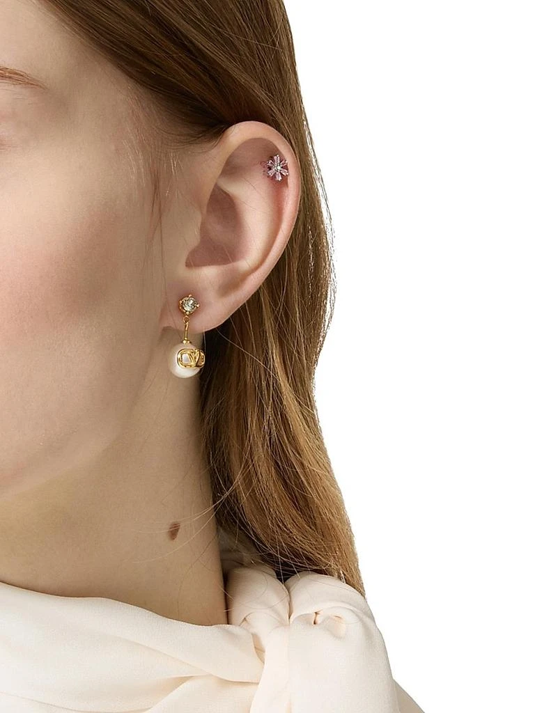 商品Valentino|VLogo Signature Earrings in Metal, Swarovski Crystals and Resin Pearls,价格¥3624,第5张图�片详细描述