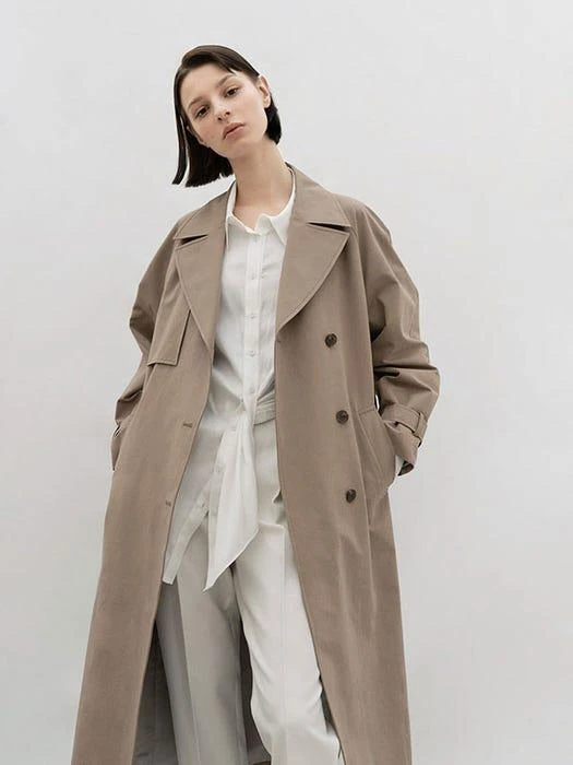 商品AVA MOLLI|Cotton Blend Trench Coat_Brown,价格¥1996,第4张图片详细描述