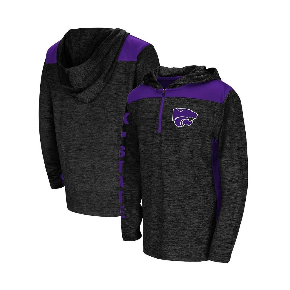 商品Colosseum|Youth Boys Heathered Black Kansas State Wildcats Quick Kick Quarter-Zip Hoodie,价格¥262,第1张图片