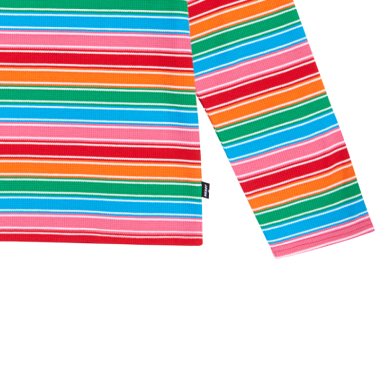 潮牌NERDY新款彩虹条纹卫衣圆领套头情侣T恤商品第3张图片规格展示
