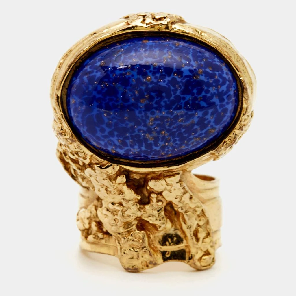 商品[二手商品] Yves Saint Laurent|Yves Saint Laurent Arty Glass Gold Tone Ring Size 57,价格¥1760,第2张图片详细描述
