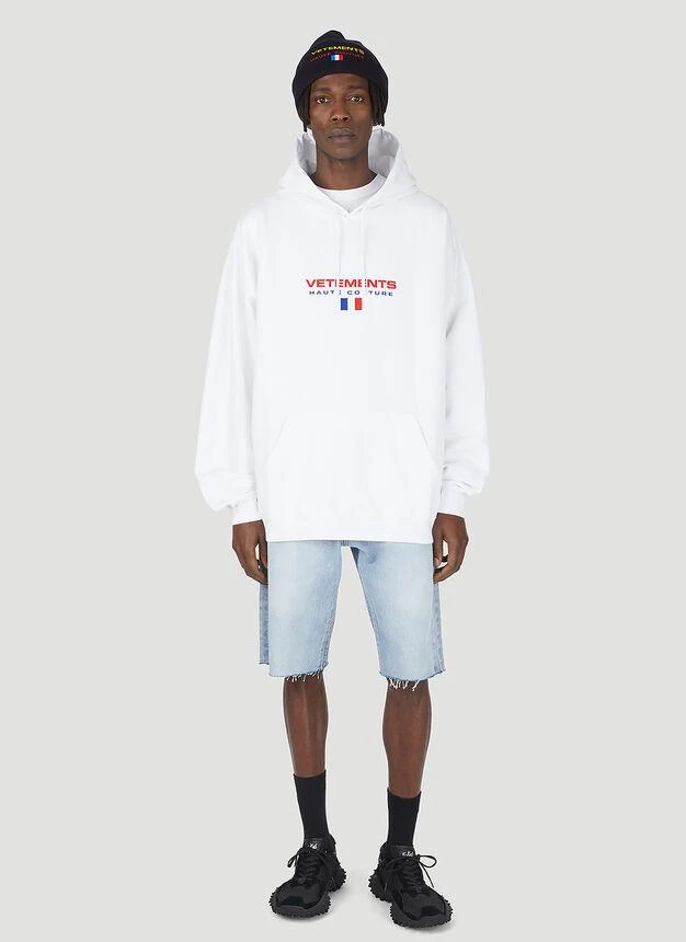 商品Vetements|Haute Couture Logo Hooded Sweatshirt in White,价格¥3306,第2张图片详细描述