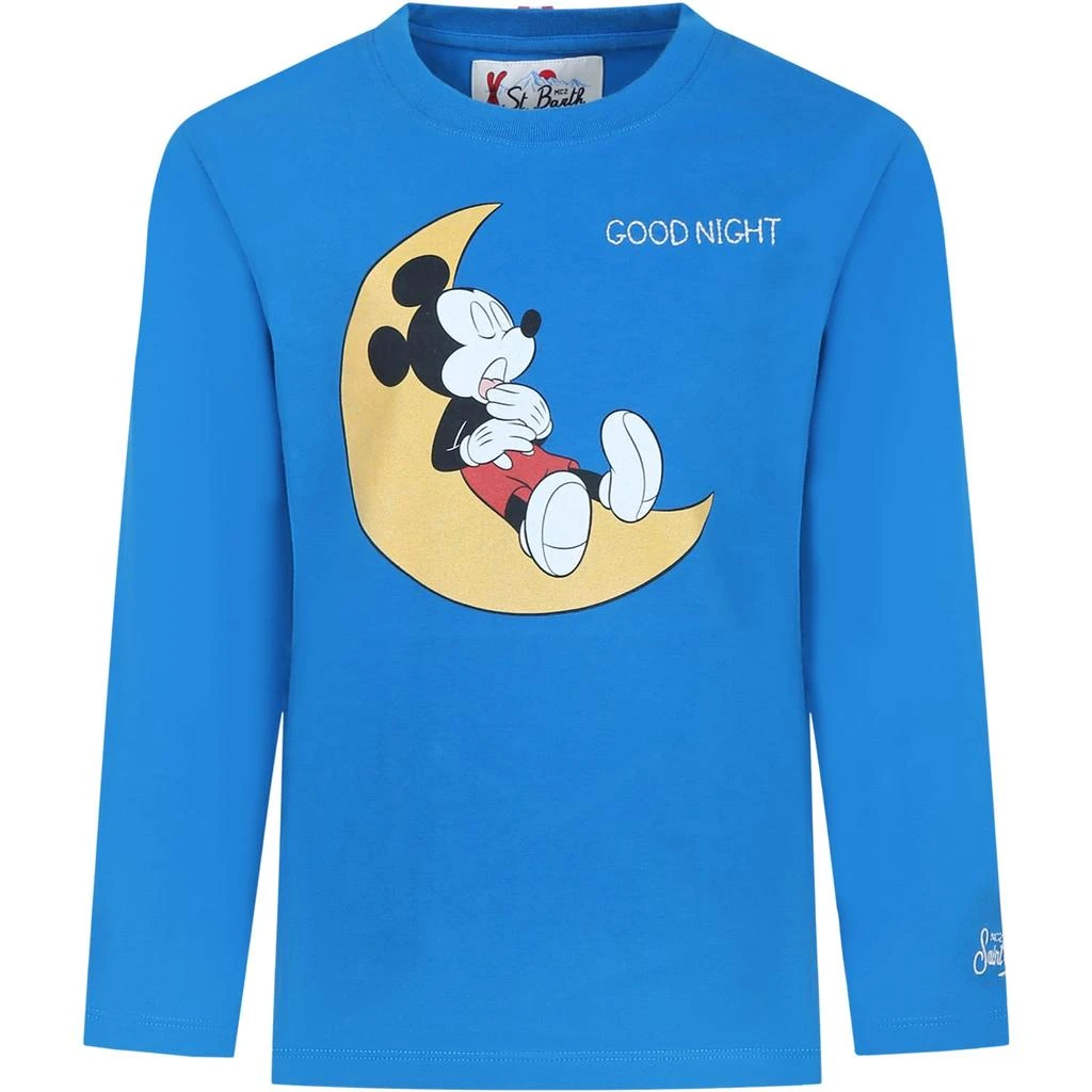 商品Mc2 Saint Barth|Blue Pajama T-shirt For Boy With Mickey Mouse Print,价格¥749,第1张图片