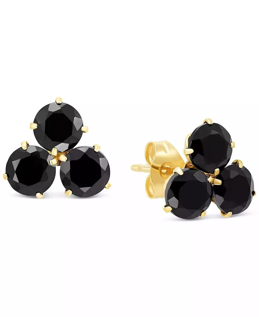商品Macy's|Onyx Trillium Flower Stud Earrings in 14k Gold,价格¥3911,第1张图片