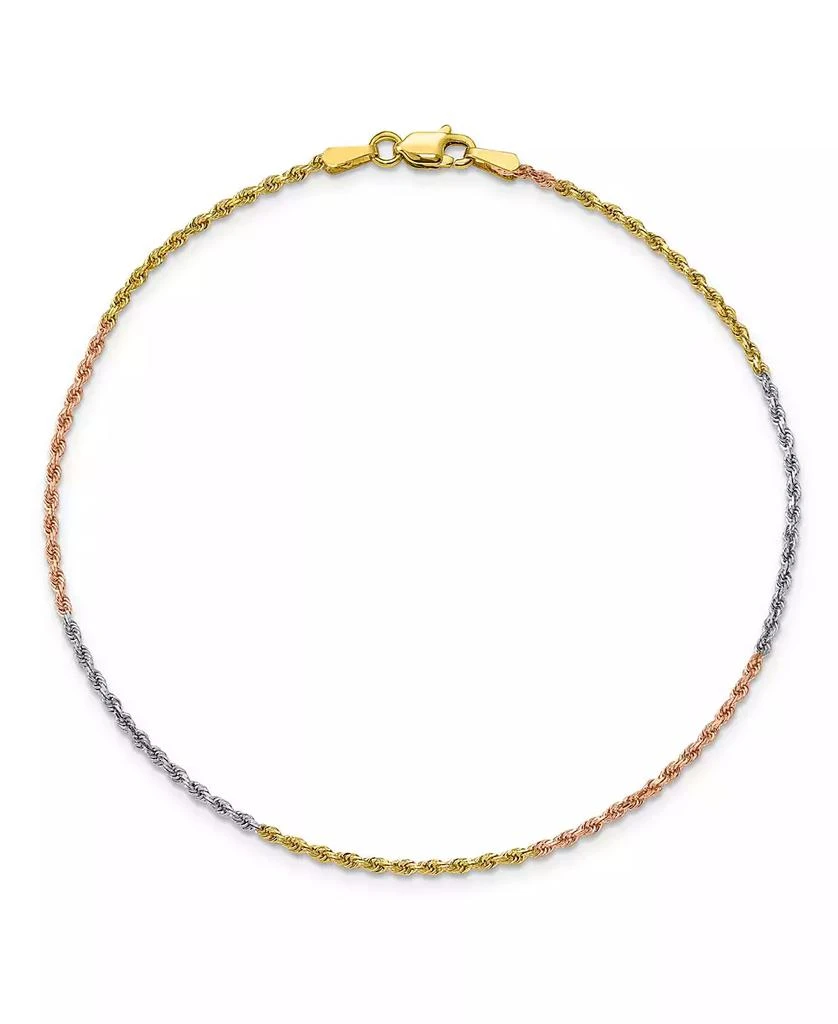 商品Macy's|Rope Chain Anklet in 14k Yellow, Rose and White Gold,价格¥2638,第1张图片