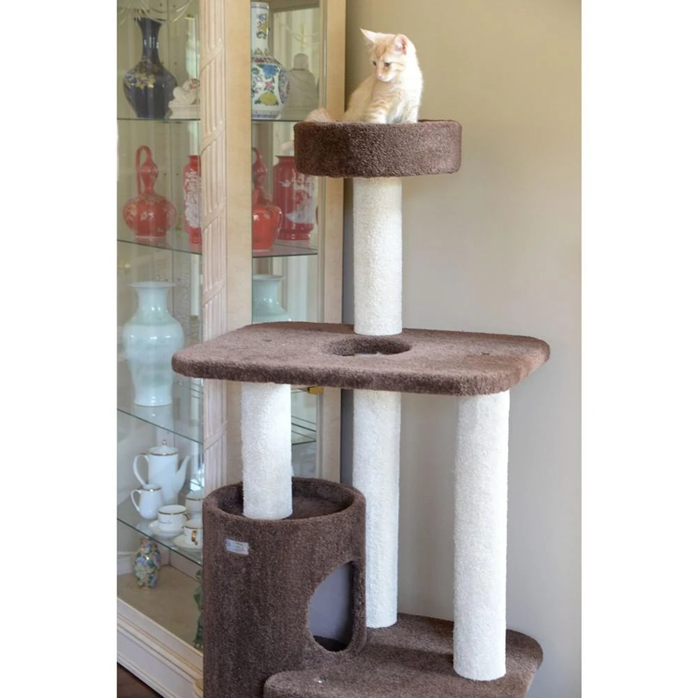 商品Macy's|3-Level Carpeted Real Wood Cat Tree Condo,价格¥2851,第4张图片详细描述