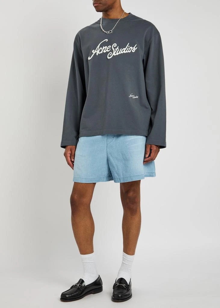 商品Acne Studios|Logo-printed washed cotton-blend shorts,价格¥3991,第4张图片详细描述