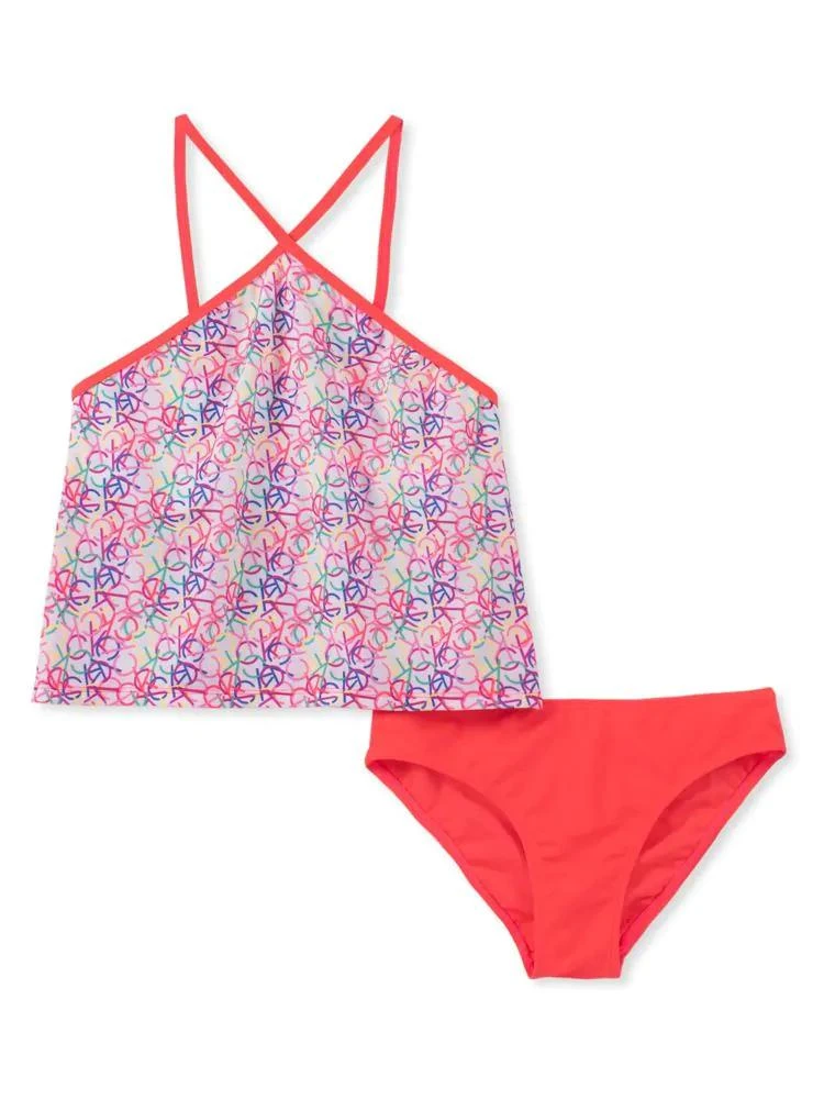 商品Calvin Klein|Girl's 2-Piece Printed Swim Set,价格¥84,第1张图片