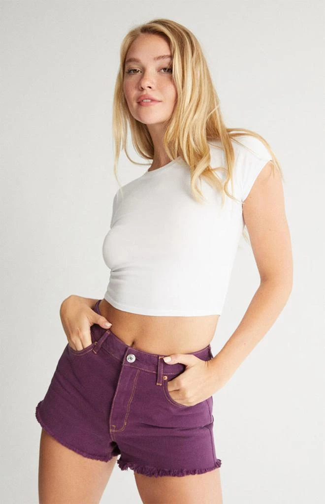 商品PacSun|Eco Violet High Waisted Denim Festival Shorts,价格¥101,第1张图片