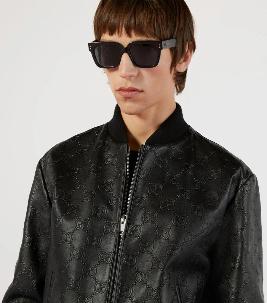 商品Gucci|Leather GG Supreme Bomber Jacket,价格¥36861,第5张图片详细描述