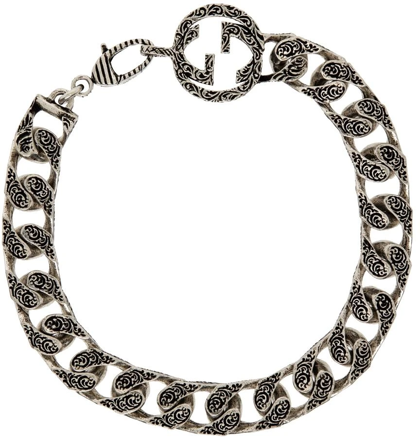 商品Gucci|Silver Interlocking G Bracelet,价格¥5183,第2张图片详细描述