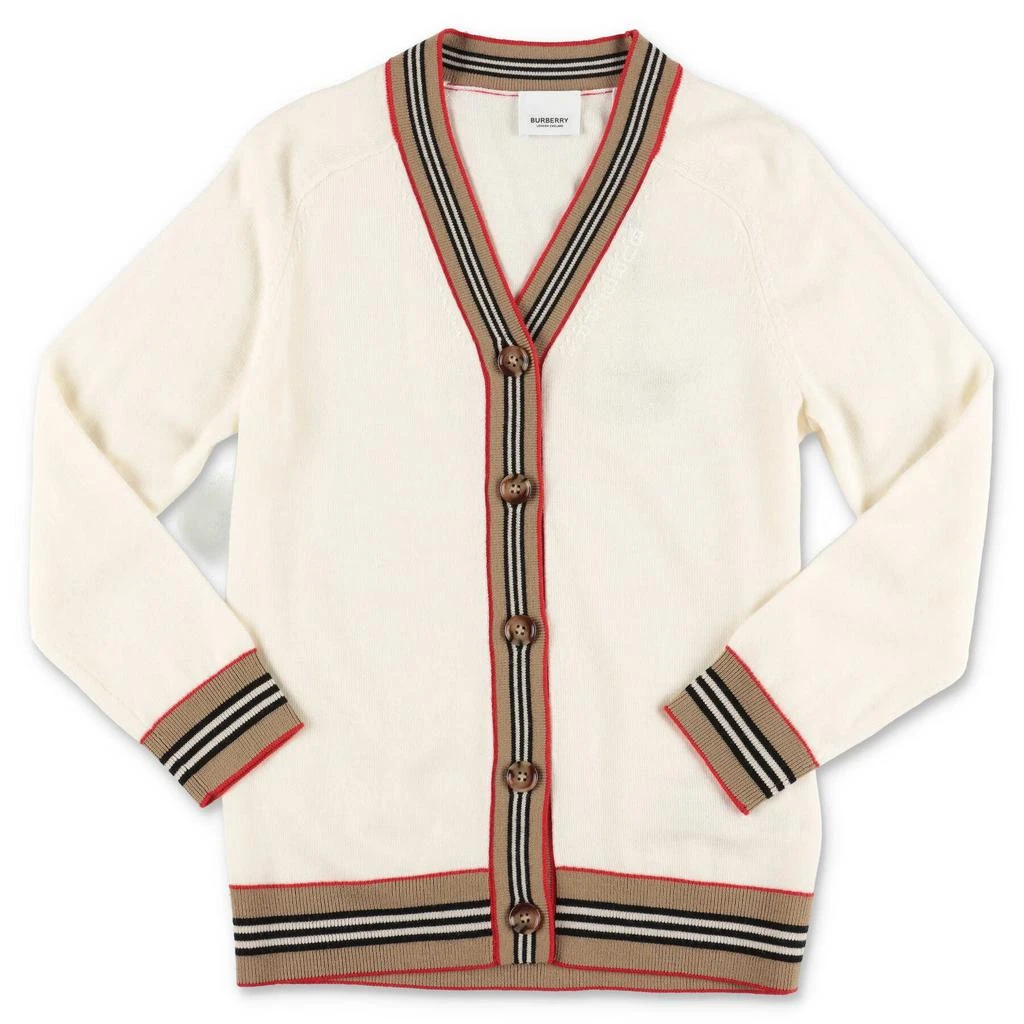 商品Burberry|Burberry Kids Icon Stripe V-Neck Long-Sleeved Cardigan,价格¥1759,第1张图片
