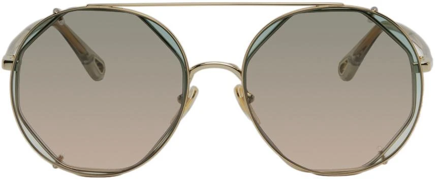 商品Chloé|Gold & Green Demi Sunglasses,价格¥3325,第1张图片