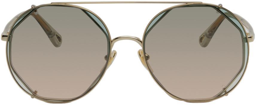 商品Chloé|Gold & Green Demi Sunglasses,价格¥3014,第1张图片
