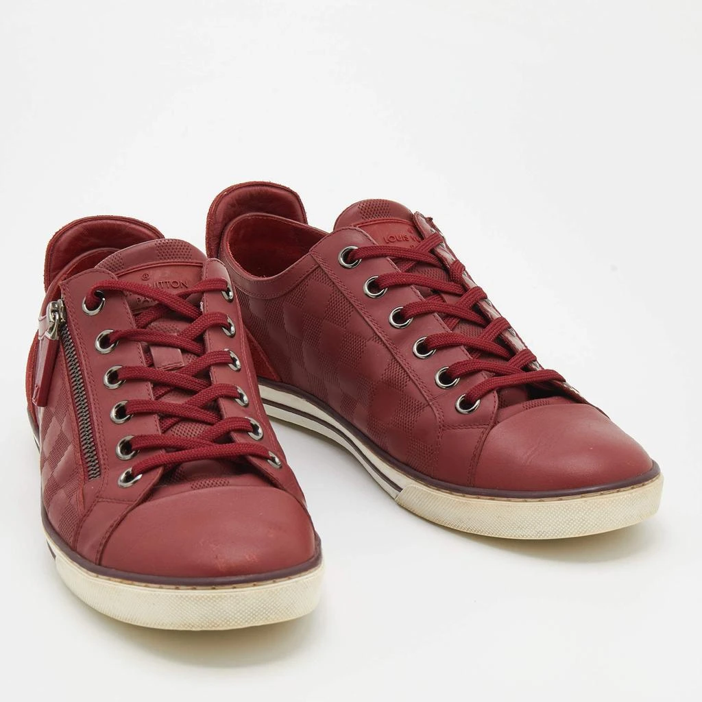 商品[二手商品] Louis Vuitton|Louis Vuitton Red Leather And Suede Low Top Sneakers Size 42,价格¥3033,第4张图片详细描述