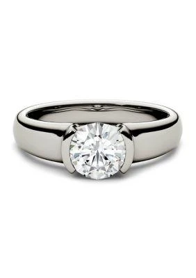 商品Charles & Colvard|Colvard 1 Ct. T.w. Lab Created Moissanite Semi Bezel Engagement Ring In 14K White Gold,价格¥12844,第4张图片详细描述
