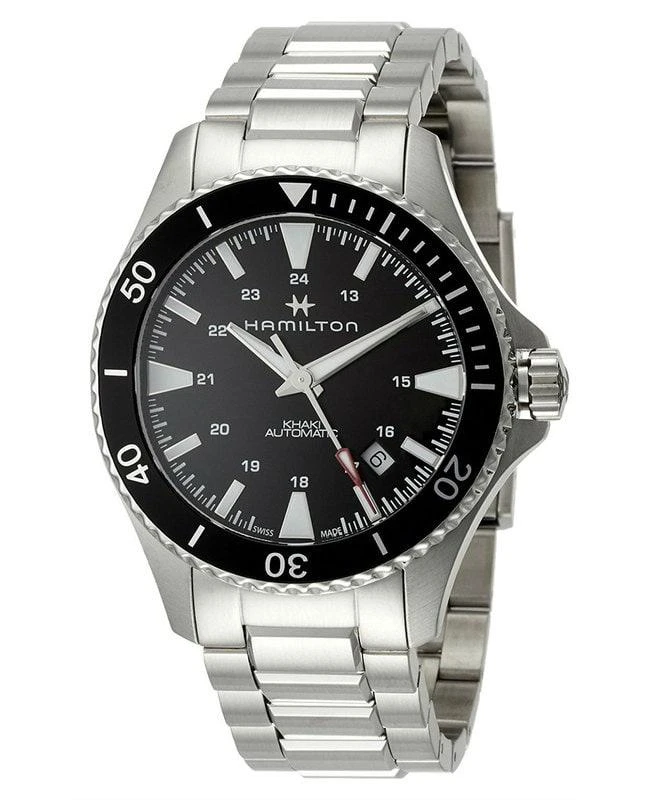 商品Hamilton|Hamilton Khaki Navy Black Dial Stainless Steel Men's Watch H82335131,价格¥4770,第1张图片