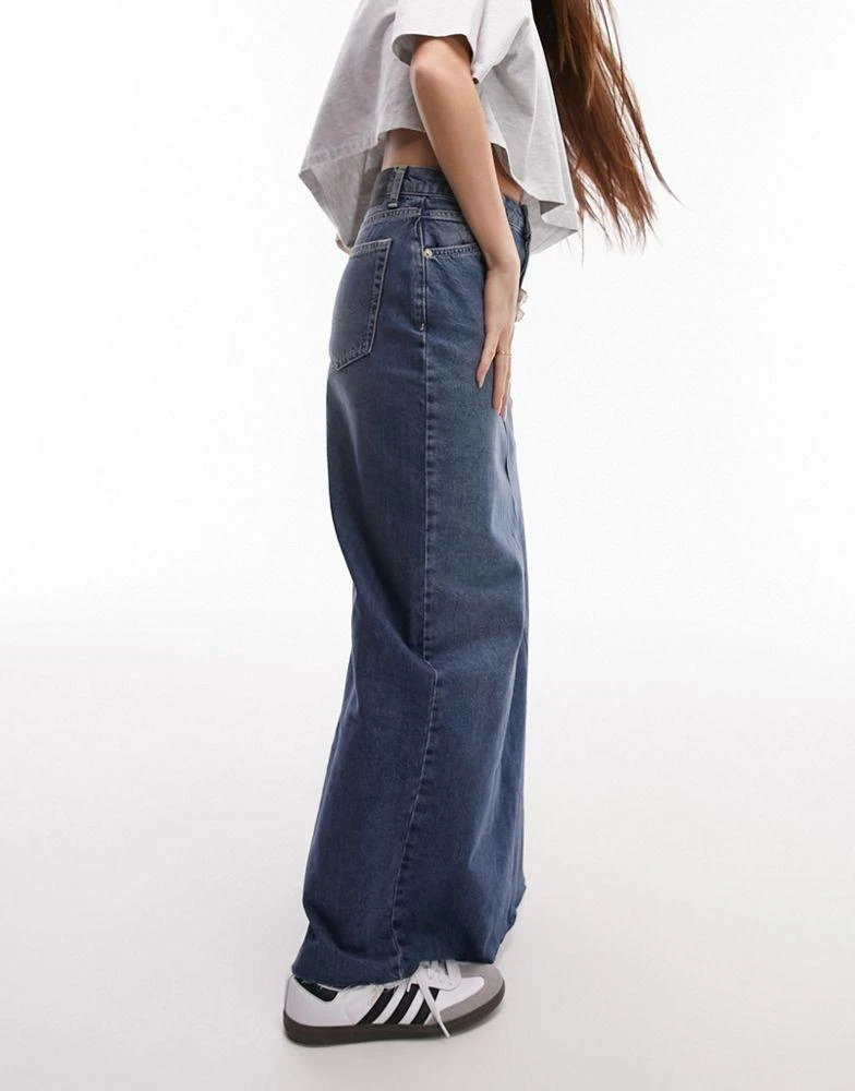 商品Topshop|Topshop denim maxi skirt with thigh split in indigo,价格¥262,第4张图片详细描述