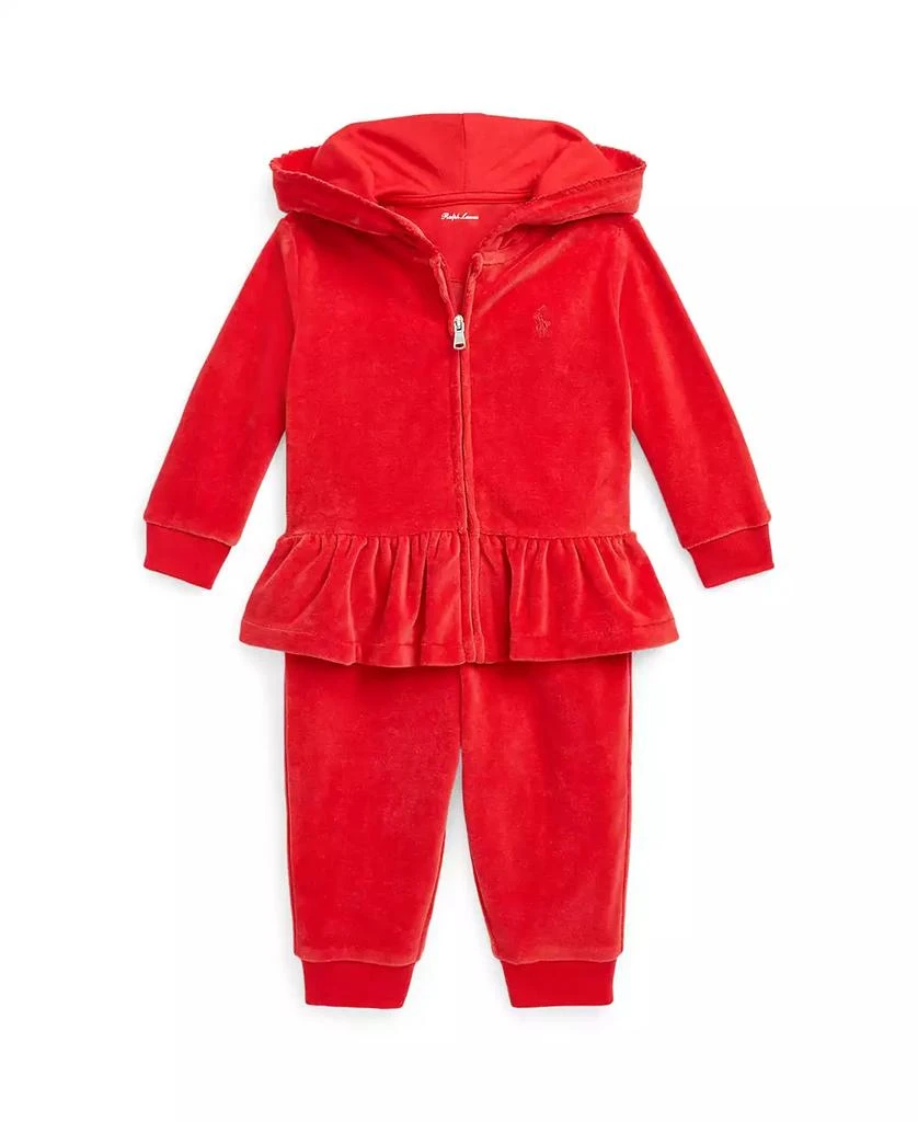 商品Ralph Lauren|Baby Girls Velour Hoodie and Jogger Pants, 2 Piece Set,价格¥297,第1张图片