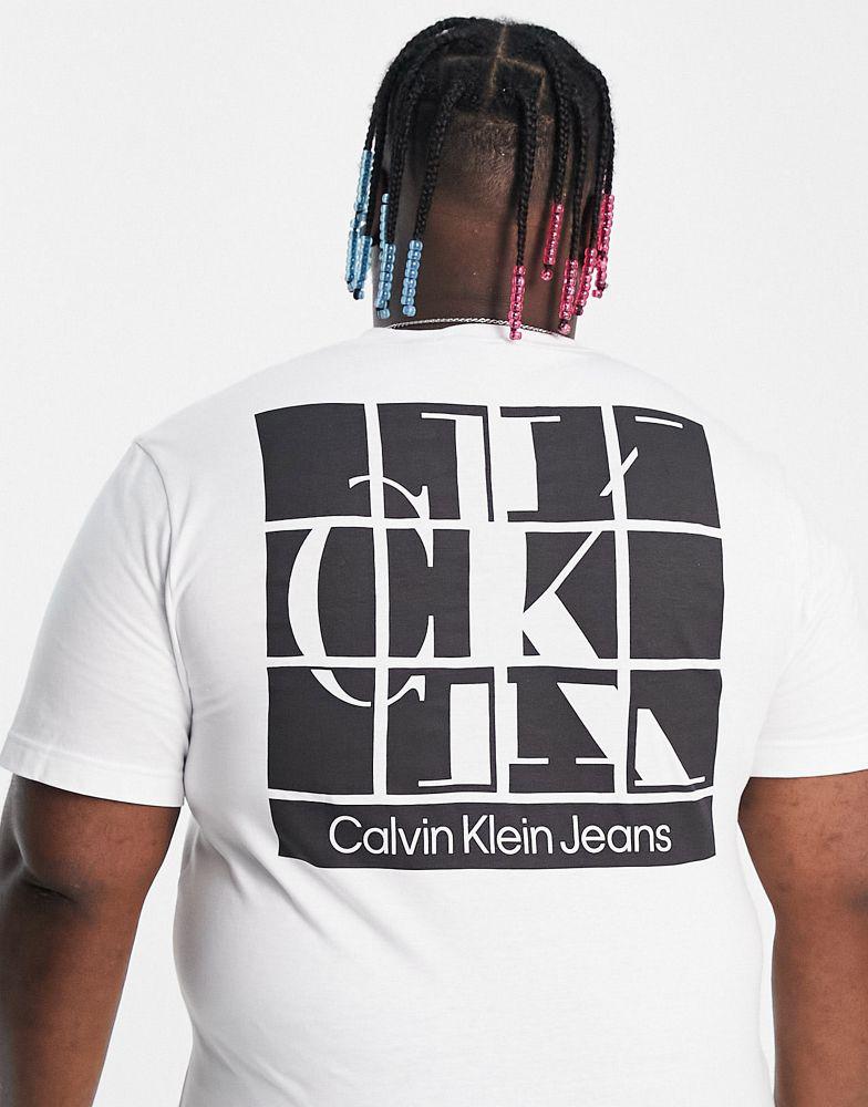 Calvin Klein Jeans Big & Tall cotton blend scattered urban back graphic t-shirt in white - WHITE商品第4张图片规格展示