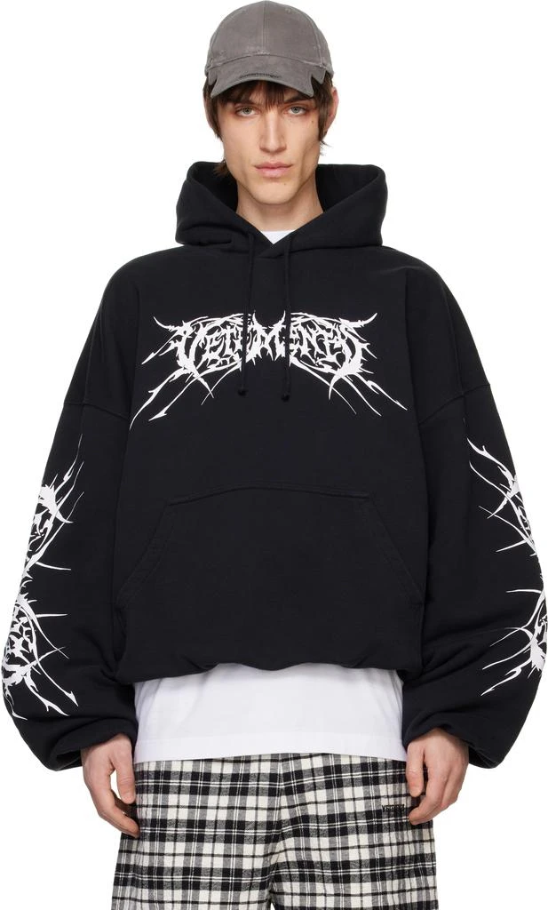 商品Vetements|Black Death Metal Cropped Boxy Hoodie,价格¥7742,第1张图片