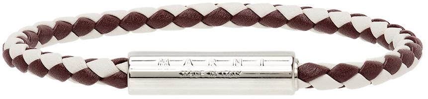 White & Burgundy Braided Bracelet商品第1张图片规格展示
