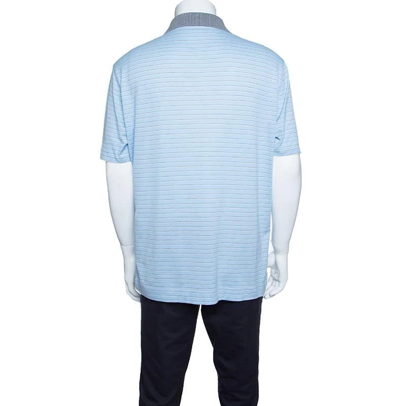 商品[二手商品] Zegna|Ermenegildo Zegna Sky Blue Striped Cotton Contrast Collar Polo T-Shirt XXL,价格¥834,第3张图片详细描述