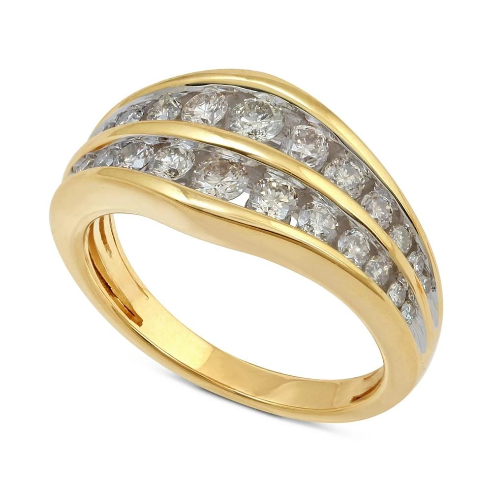 商品Macy's|Diamond Double Row Channel-Set Statement Ring (1 ct. t.w.) in 14k Gold,价格¥8414,第1张图片