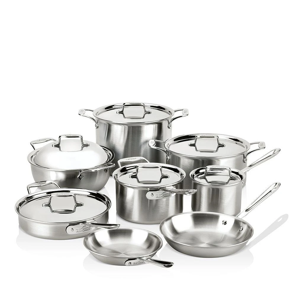 商品All-Clad|All Clad d5 Stainless Brushed 14-Piece Cookware Set,价格¥11194,第1张图片