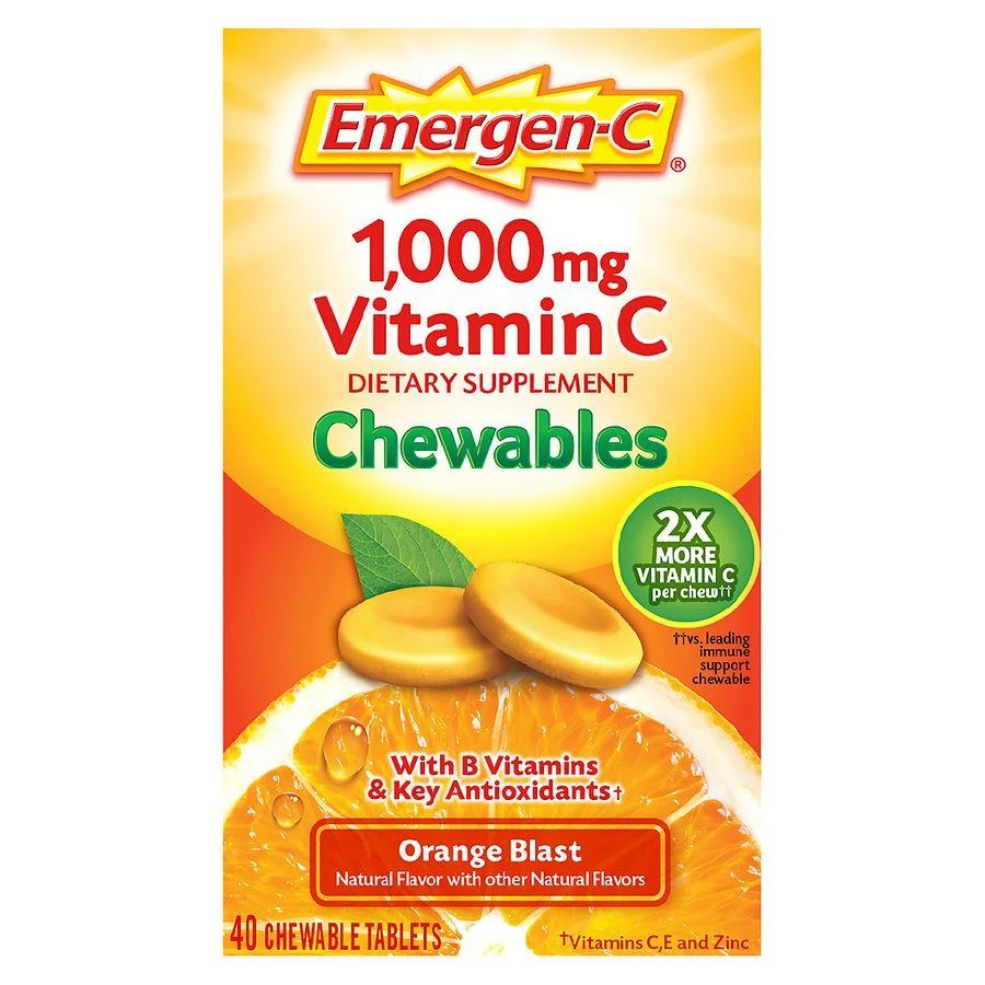 商品Emergen-C|Immune Support Chewable Tablet with 1000 mg Vitamin C & B Vitamins Orange Blast,价格¥142,第1张图片